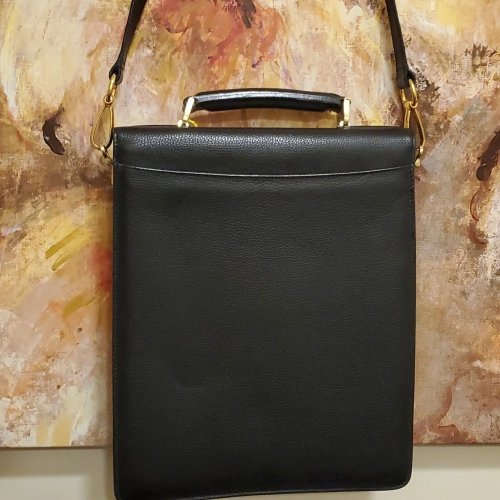 Like new Bally awesome upright briefcase or crossbody bag with terrific hardware